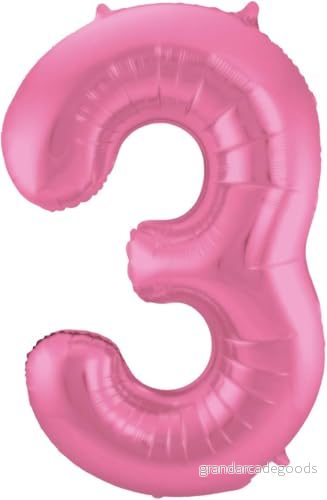 Folat Rosa metallfolie ballong nummer 3 86cm 8714572659031