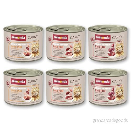 Carny katter våtfoder Single Protein Mix Ren (6 x 200 g), med endast en proteinkälla från animonda, kattmat för vuxna 4017721838306