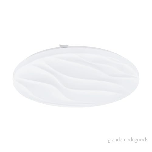 EGLO LED taklampa Benariba, elegant takbelysning med vågdekor, vardagsrumslampa av metall och plast, halllampa i vitt, vägglampa varmvit 9002759994655