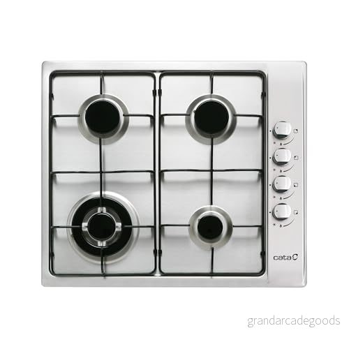 GI 6031 Gasspis 4 emaljerade brännare Elektronisk tändning integrerad i kontrollen Säkerhetsventiler Förberedd för naturgas Effekt på 8kW Grå färg 58 cm Cata 8422248067331