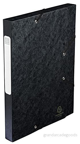 Exacompta Ref 14016H 1 CARTOBOX arkivbox med resårband Levereras platt 4 cm rygg 7/10 glansig kartong 600g/m² Mått 25x33cm A4 arkiveringsformat Färg svart 3141871601402