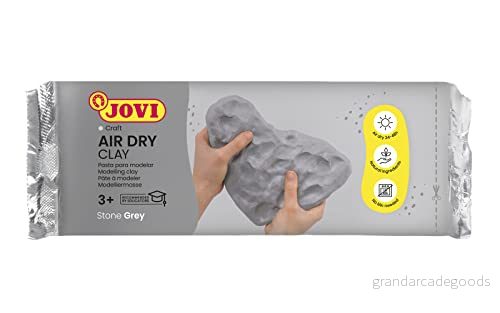 Jovi Air Dry Modelleringspasta, lufttorkning utan ugn, grå färg, lätt att rengöra, 1 kilo (86G) 8412027029902