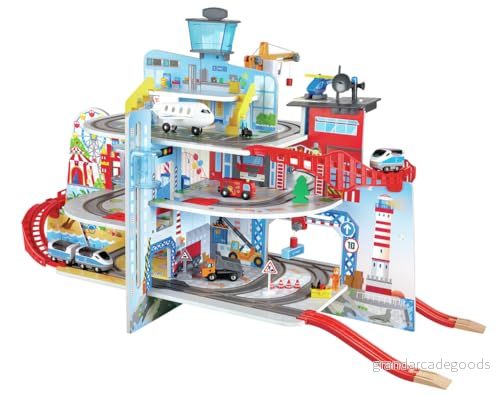 Hape Mega City järnvägsset med fem våningar och massor av tillbehör 6943478032804