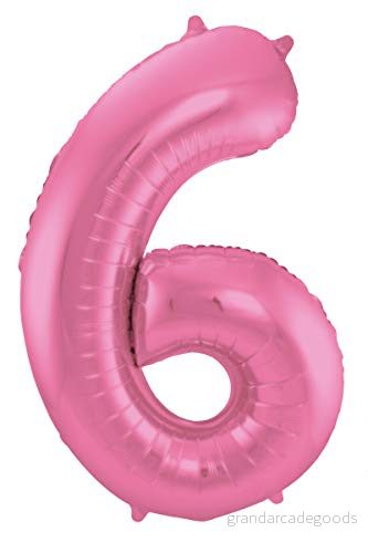 Folat Rosa metallfolie ballong nummer 6 86cm 8714572659062