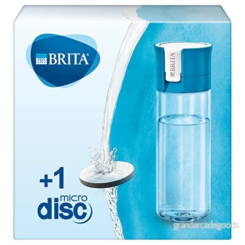 BRITA Vattenfilterflaska vital blå/praktisk vattenflaska med vattenfilter för resor gjord av BPA fri plast/filtrering vid drickning/diskmaskinssäker, 7,5 x 22,0 cm 4006387061241