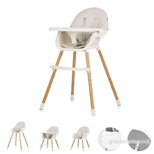 Chipolino, Rio 2 i 1 highchair, barnstol halkfria selar, färg: beige vit 3800931054861