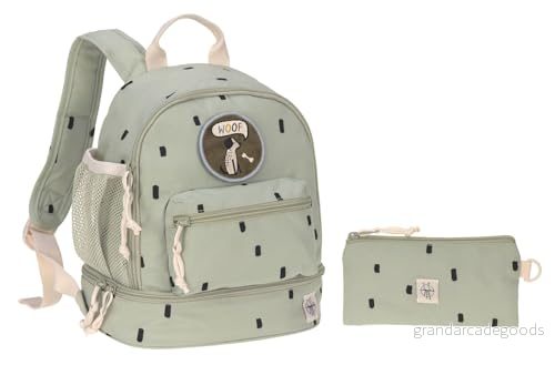 LÄSSIG Barnryggsäck med bröstband dagisväska dagis ryggsäck 27 cm, 6,5 liter, 3 år/mini Happy Prints, ljus oliv 4066239101211