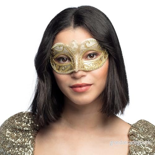 Boland 00338 Venice Felina ögonmask, guld, elastiskt band, ornament, maskboll, venedig, karneval, temafest, kostym 8712026003386