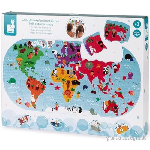 Janod Bath Explorers Map Early Years Toy Handling and Dexterity Ages 3 Up, J04719 3700217347192