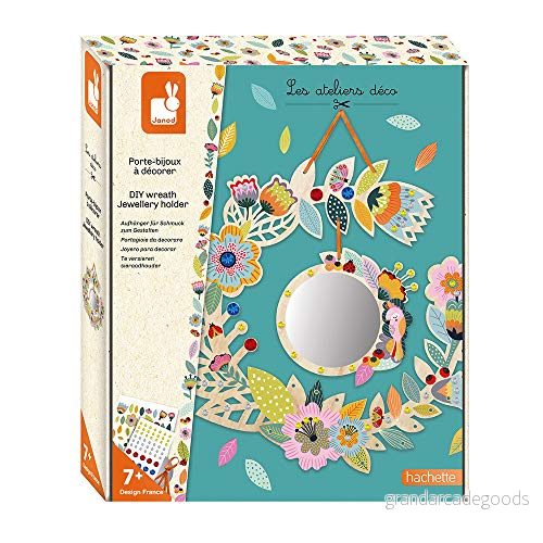 Janod Wooden Jewellery Rack to Decorate Les Ateliers Du Calme Children’s Creative Leisure Kit Encourages Fine Motor Skills and Creativity Suitable for Ages 7 Up, J07923 3700217379230