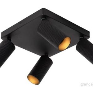 Lucide Takspotlight Clubs, svart, 4 lampor, GU10, aluminium 5411212093523 Lucide Takspotlight Clubs, svart, 4 lampor, GU10, aluminium 5411212093523