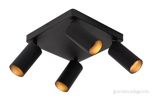 Lucide Takspotlight Clubs, svart, 4 lampor, GU10, aluminium 5411212093523