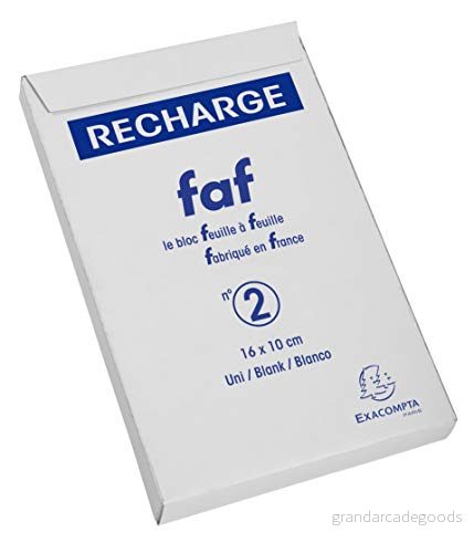 Exacompta Ref 12512E 1 FAF refill storlek N2 160 x 100 mm 170 vita mikroperforerade ark för sidhuvud arken är lätta att ta loss vanligt vitt FSC certifierad 3130630125129