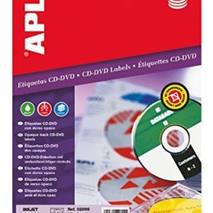 APLI 2899 Permanenta CD/DVD etiketter i klassisk storlek ochenomskinlig baksida 25 ark I/L/C 8410782028994