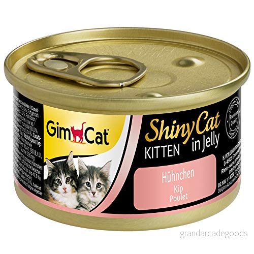 GimCat ShinyCat Kitten in Jelly kyckling Våtfoder för ungkatter, med kött och taurin 24 burkar (24 x 70 g) 4002064913131