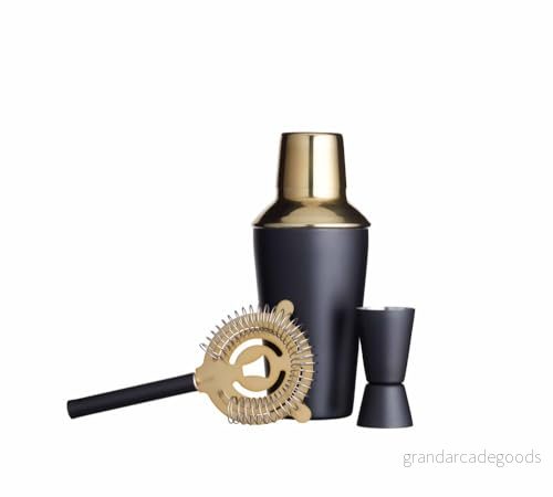 BarCraft Cocktailkit, 10 x 19 cm, Svart/Guld, BCSHAK3PC 5028250713018