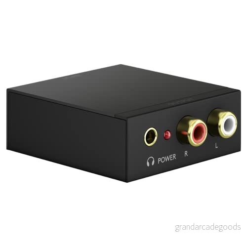 goobay 58493 Toslink extraktor Audio S/PDIF digital till analog omvandlare/ljudadapter/konvertering av ljudsignaler/RCA uttag och 3,5 mm jacka/Blu ray spelare, PS4, PS5, XBox/svart 4040849584930
