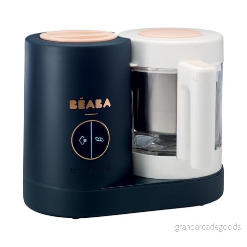 BÉABA Babycook Neo Matberedare för bebisar tillverkad i Frankrike Mixer kokare skål glas och rostfritt stål Diversifiering av bebismat Babymat Snabb ångkokning Night Blue 3384349127725