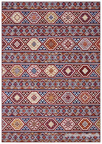 Elle Decor Design matta orientalisk anatolisk vardagsrumsmatta (100 % polyester, golvvärme lämplig för golv, robust, enkel rengöring), finns i olika färger och storlekar Anatolian 200x290 cm Vinröd 4260659061272