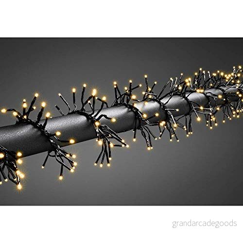 Konstsmide, 6563 870, Micro LED ljusslingor "Cluster", med multifunktion, fritt vald timer och dimmer, svarar på musik, appstyrd (Android & IOS), 960 dioder av bernstensfärg, 36 V_ytterhölje, svart kabel 7318306563871