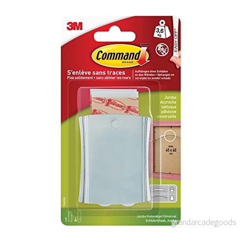Command metallbildspik, 1 XL självhäftande spik och 4 stora remsor (L) skadefri upphängning, rymmer upp till 3,6 kg 4046719466696