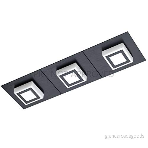 Eglo Masiano 1 LED-taklampa, 3-glödlampa vägglampa, modern, taklampa av aluminium, stål och plast i svart, satin, vardagsrum, varm vit 9002759993634
