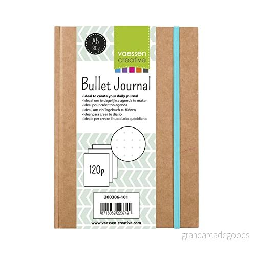 Vaessen Creative Bullet Notebook, A5 planerare med 120 prickade sidor för daglig journalföring och hantering, brun 8716052223749