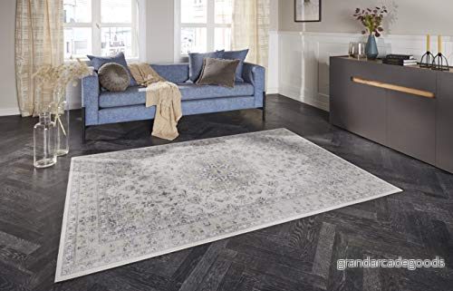 Elle Decor Design matta orientalisk Nain vardagsrumsmatta (80 x 150 cm, 100% polyester, lämplig för golvvärme, robust, enkel rengöring), ljusgrå 10420180 4260659060848