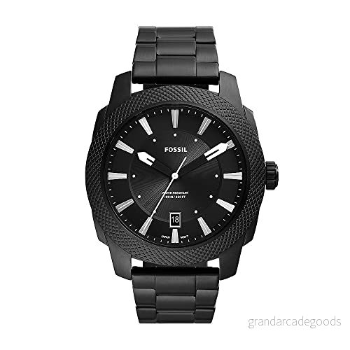 Fossil Machine Klocka, Storlek: One Size, Stainless steel & black 4064092192193