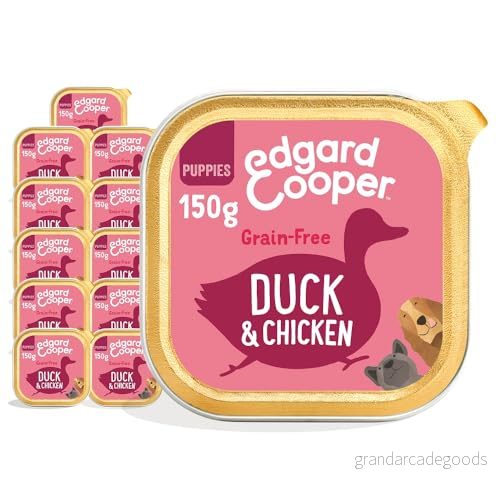 Edgard & Cooper Våtmat för hundar valpar valp junior pate naturlig spannmålsfri burk 150 g x 11 anka färsk kyckling, hälsosam mat välsmakande och balanserad, färskt kött 5425039485737
