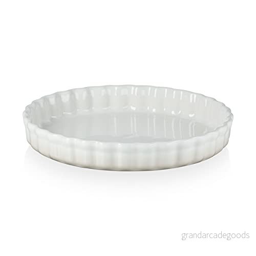 Le Creuset Heritage räfflad flanfat, stengods, Ø 28 cm, 1,82 kg, Meringue 843251166701