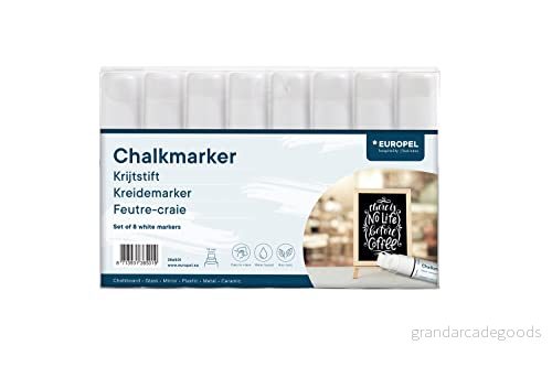 Europel Kritmarkör 15 mm, etui PVC, 8 stycken, vit 8713931365019