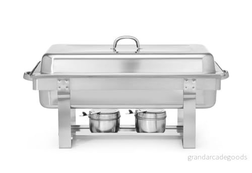 HENDI Chafing Dish, Gastronorm, Med Två Behållare För Pasta Och En 65 Mm, Lämplig Matbehållare Upp Till 100 Mm Djup, Gn 1/1, 9L, 585 X 385 (H) 315 Rostfritt Stål 18/0, Silver 8711369471005