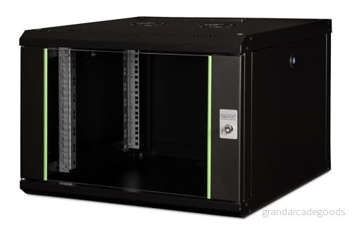 DIGITUS nätverksskåp 19 tum 7 U väggmontering 600 mm djup max. belastning 100 kg Unique series glasdörr svart 4016032257622