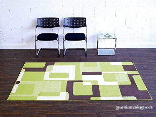 Hanse Home Kort lugg matta retro grön brun grädde, 160 x 230 cm 4260388031072