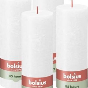 BOLSIUS Rustic Pillar Candle White 19 cm Pack 4 8717847146687 BOLSIUS Rustic Pillar Candle White 19 cm Pack 4 8717847146687