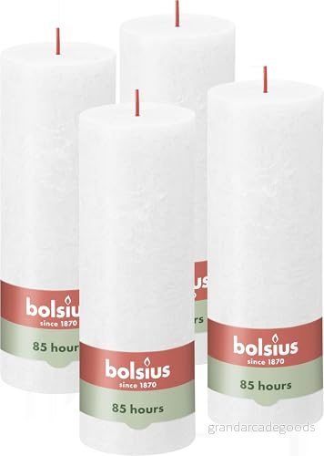 BOLSIUS Rustic Pillar Candle White 19 cm Pack 4 8717847146687