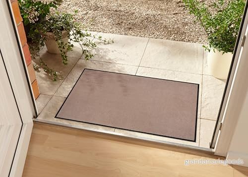 Hanse Home tvättbar inomhus och utomhusdörrmatta enfärgad dörrmatta smutsfångande matta smutsfångare entrématta halkskydd storlekar, 40 x 60 cm, beige 4260669872752