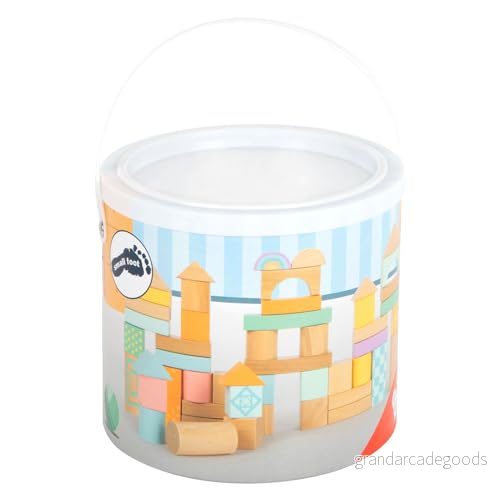 Small Foot träbyggstenar pastell, 50 delat set för att främja kreativitet, från 12 månader, 11722 leksaker 4020972117229