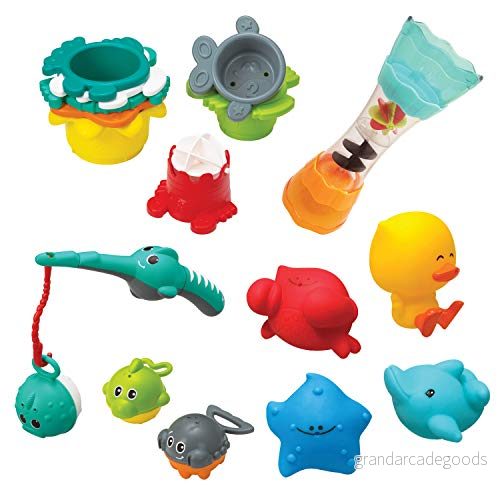 Infantino Splish & Splash badtidsset 17 delar multifunktionell badleksak Utvecklad sensorisk utforskning och inlärningsorsak effekt lätt att rengöra badleksaker för spädbarn från 0 773554050769