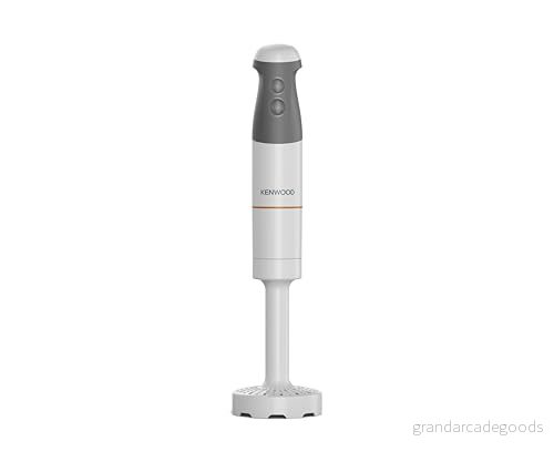 Kenwood TriBlade XL HBM40.306WH, Stavmixer med ett Avtagbart Skaft i Rostfritt Stål, 3 blad för Snabbare Mixning, Visp, Strimlare, Potatismosare, Mixerkopp, 850 W, Vit/Grå 5011423002248
