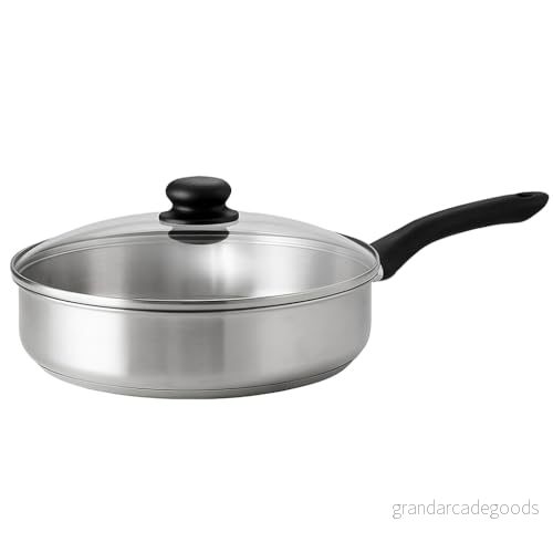 BK Cookware Fet 28 cm rostfri stålpanna med hög kant och lock, induktionssäker, satinyta, stabilt handtag, diskmaskinssäker, silver 8718311319965