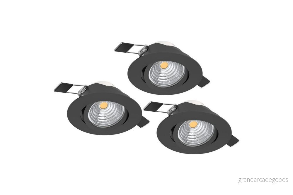 Infälld Lampa Eglo Saliceto 3 st Ø88 mm 2700K Svart 9008606253746