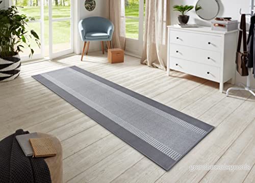 Hanse Home Matta löpare band 80 x 500 cm Gångmatta, mjuk kort lugg, matta, modern design, för hall, sovrum, barnrum, badrum, vardagsrum, kök deco ljusgrå 4260770246169