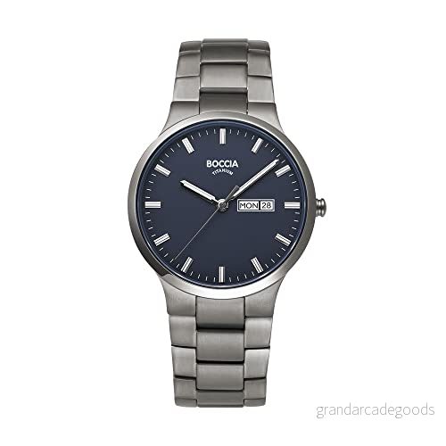 Boccia mäns analog kvartsur med titanarmband 3649 02, silver, Armband 4040066263182
