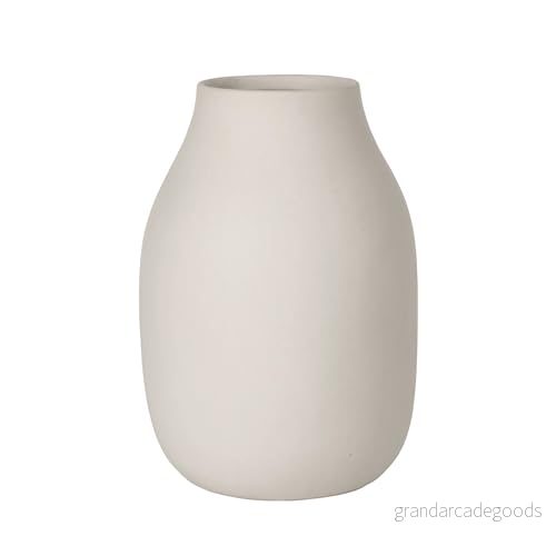 Blomus COLORA Vas L av stengods, Moonbeam, tillverkad i högkvalitativt handarbete, elegant och dekorativ bordsvas, skonsam inredningsdetalj (H/B/D: 20 x 14 cm, 65705) 4008832657054