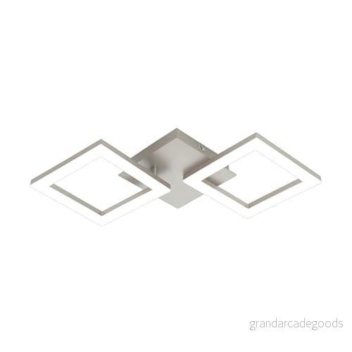 EGLO LED taklampa Huerta, vardagsrumslampa, med 2 lampor, kökslampa av metall i matt nickel, plast vitt, sovrumslampa varmvit, 47 cm 9002759751784