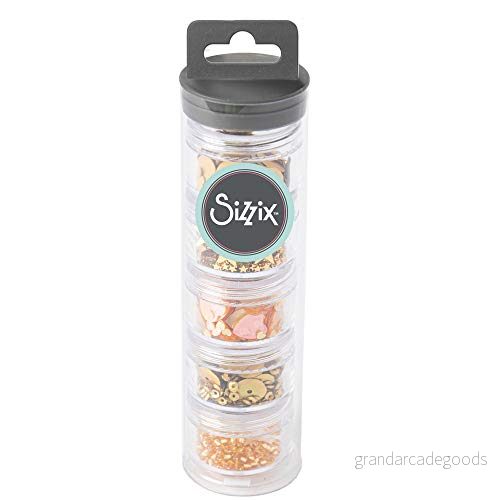 Sizzix Essentiella paljetter och pärlor i guld, 5 stycken 630454260370