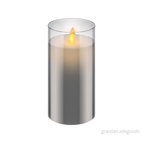 Goobay 60372 LED äkta vaxljus i glas/15 cm högt, flamlösa ljus med rörlig låga, batteridrivna ljus/LED bordsdekoration, timer 4040849603723