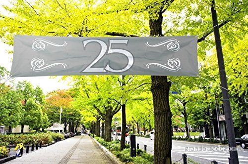 Folat 25 års silverbanner 180x40cm 8714572214827